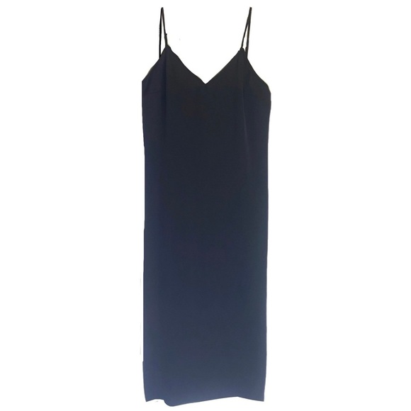 A New Day Satan Slip Dress Size M Black Spaghetti Straps Effortless Versatile - Picture 1 of 7